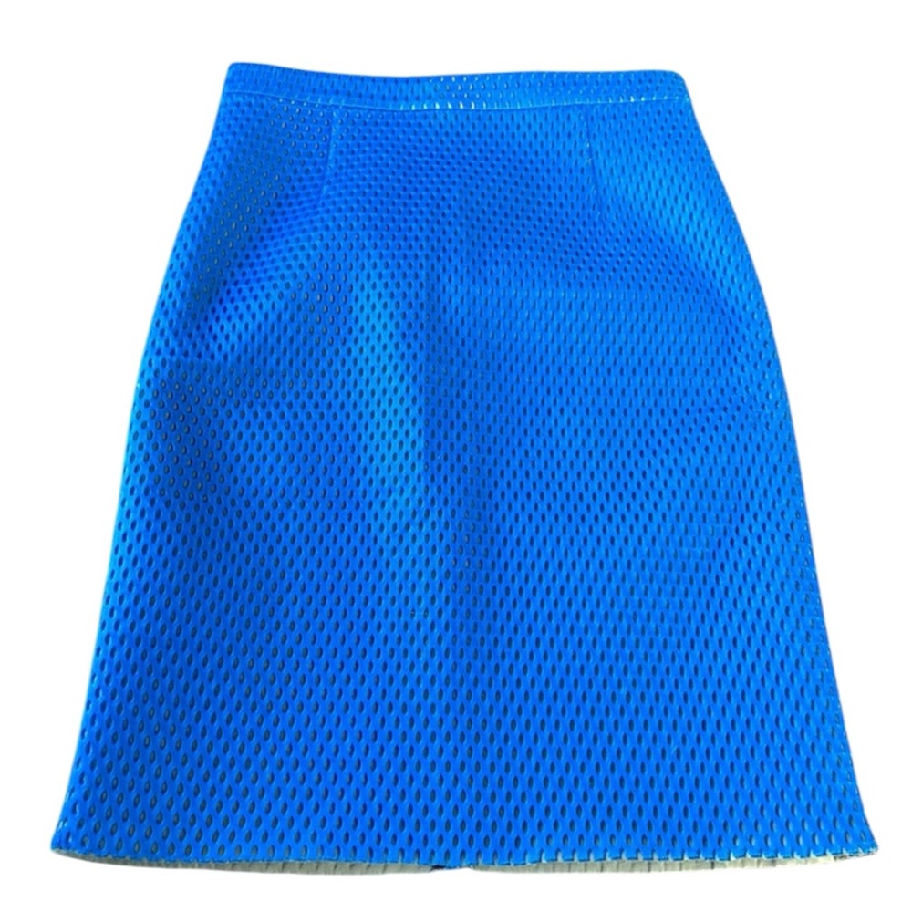 TIBI New York Neoprene Bright Blue Pencil Skirt Net / Mesh Style 6